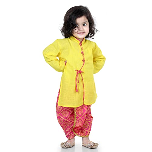 Image of BownBee Ethnic Wear Cotton Kurta Dhoti Traditional Dress Set for Baby Boys, Front Open with Dori Pattern, Full Sleeves, and Round neck, Ideal for All Festivals