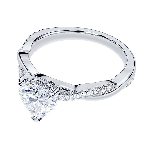 THELANDA Sterling Silver 4-Prong Petite Twisted Vine 1CT Heart-shaped Genuine Moissanite Engagement Ring Promise Bridal Ring3