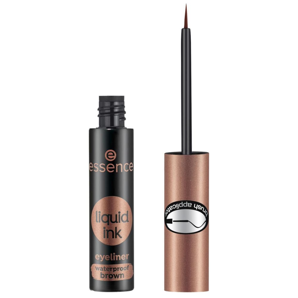 essence Wodoodporny liner liquid ink brown, długotrwały, konturowanie, intensywny kolor (3ml)