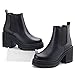 firelli Women Fashion Chelsea Boots Platform Boots Classic Ankle Booties (9.5,Black)