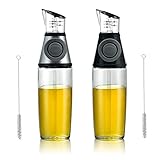 CHUYIREN Olive Oil Dispenser Bottle Set of 2, 17oz Vinegar and Olive Oil Cruet Dispenser for Kitchen, Olive Oil Sprayer with Measuring Pump Drip-Free Stainless Spout for Cooking or BBQ