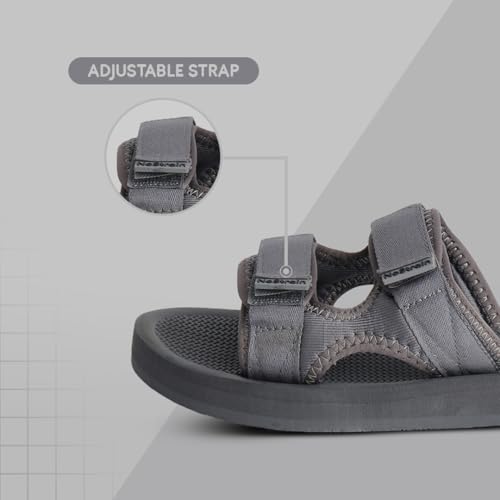 Image of NoStrain Men's Casual Sandals - Comfortable, Washable & Waterproof Open-Toe Footwear for Men with 4-Point Adjustable Velcro Strap, Heel Cushioning & Triple-Density Sole