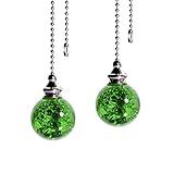 2 cadenas verdes de cristal agrietadas con bolas de hielo para decoración de luz de ventilador de techo, cadena de extensión de 50 cm
