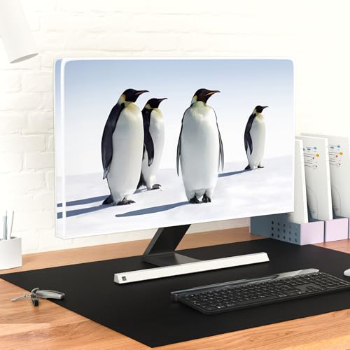 Image of Penguin Waterproof Screen TV Cover 58,59,60 Inch Cute Animals in Snowfield TV Screen Covers for LED LCD OLED TVs Anti-Scratch Dustproof Protective Cover for Desktop TVs Hanging TV