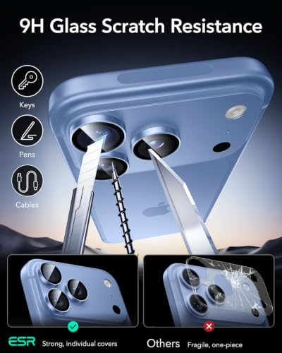Image of ESR Camera Lens Protector for Phone 2026 Pro Max /Phone 2026 Pro, Ultra-tough HD Individual Lens Protectors, Ultra-thin Tempered Glass, 1 Pack, Blue