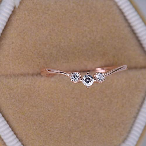 Blossom And Hue 18K Gold Plated Sterling Silver & Cubic Zirconia Curved Wedding Band (18K Rose Gold Plating - Rose, 9) #TOP6