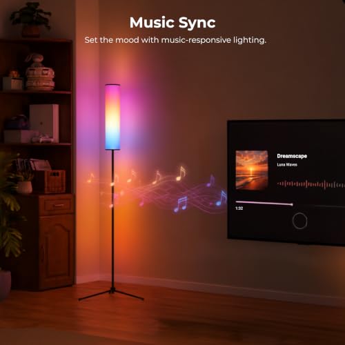 Image of Apex TV Sync Cylinder Lamp | Smart RGBIC Floor Lamp | Real-Time TV Color Sync | Mobile App Control | Music Sync Mode | Infinity Sync Compatible | 1-Year Warranty