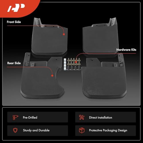 Image of A-Premium Mud Flaps Compatible with Jeep | for Jeep Gladiator 2023 2024, No Drilling Required Mud Guards with Hardware Accessories, Set of 4 Front and Rear
