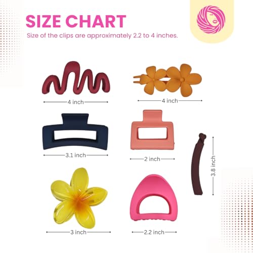 Image of Colorful Hair Claw Clips for Women and Girls | Aesthetic Clutcher Mix Color (6 pc)