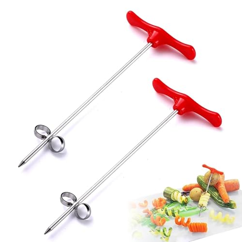 KOMUNJ Lot de 2 coupe-légumes en spirale, manuel pour pommes de terre, carottes, concombres, pour des collations saines, des chips, des fêtes