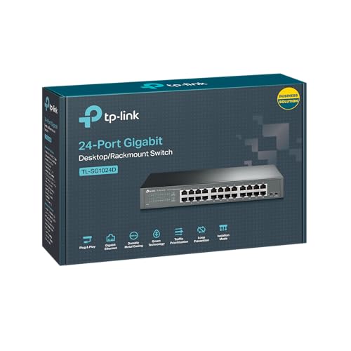 Image of TP-Link 24-Port Gigabit Ethernet Unmanaged Switch | Plug and Play | Desktop /Rackmount | Fanless | 10 /100 /1000Mbps RJ-45 Ports (TL-SG1024D)