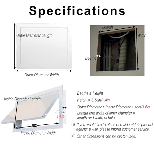 Panel de acceso blanco de aluminio de 35x55 cm para tapar registros eléctricos feos 3