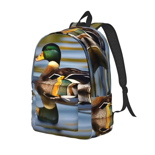 mallard duck Printed backpack, travel bag, canvas shoulder bag, canvas casual lightweight backpack2