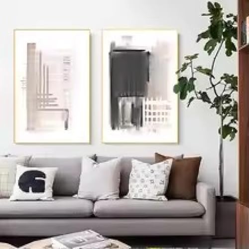 Impression sur toile aquarelle abstraite art neutre - 2