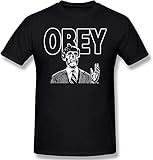 They Live   Obey T Shirt 2021 Summer New Classic Fit Short Sleeves Novelty Cotton Shirt Mens Black T Shirts & Hemden(Small)