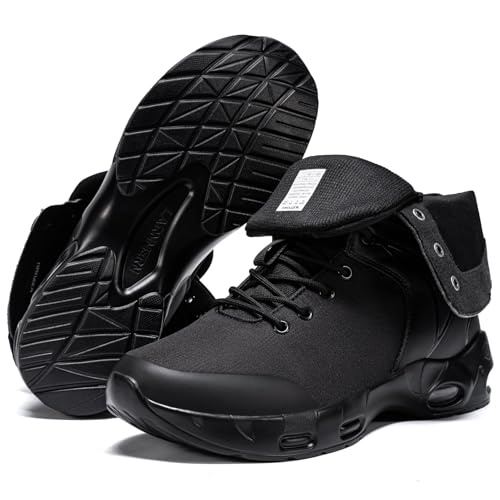 Image of Military Tactical Boots Men Wide 8 Inches Lightweight Durable Side-Combat Boots Work Hiking Non Slip Cushion Boots