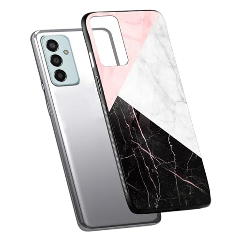 Image of COLORflow Back Cover Compatible with Samsung Galaxy F13 / M13 4G | Beautiful Marble Black White Pink | Shockproof TPU Bumper Cover with Camera Protection Back Cover