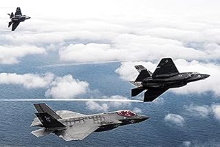 U.S. Navy Three F-35C Lightning II Fighters in Flight Over Fort Walton Beach 8x12 Photograph Photo Print