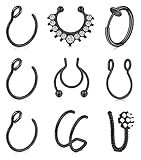 TOKRING Piercing de nariz falso para tabique falso, magnético, para nariz, nariz, oreja, labio, joyería no perforada para mujeres y hombres, Metal, circonita