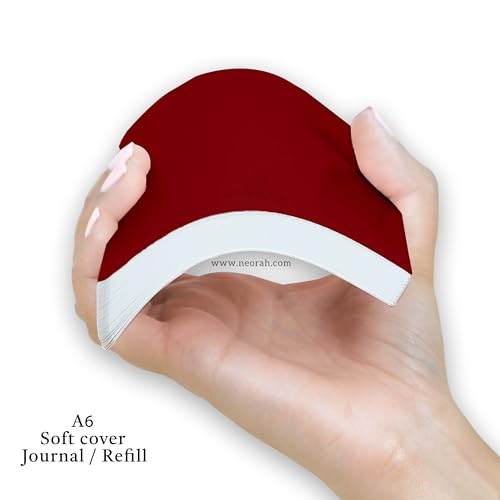 Image of NEORAH - A6 Ruled Notebook SOFT COVER | Organiser REFILL | Ruled Journal | 110 GSM | 160 pages (Size 14.8 cm x 10.5 cm) Planner Journaling Writing Note Taking Diary, Travellers Journal -RED