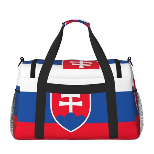 Flag of Slovakia print Travel Duffle Bag Gym Bag for Women,Puffer Tote Bag,Weekender Overnight Bag Organizer2