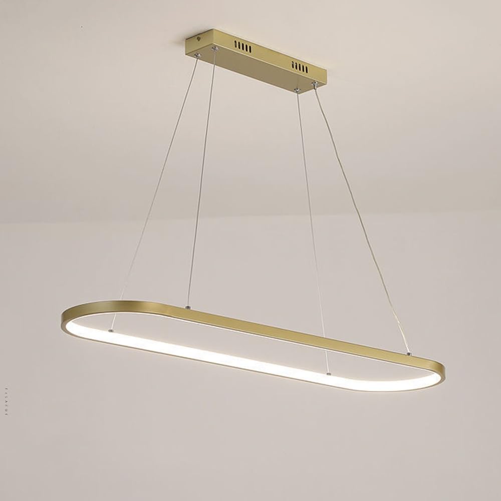 BLOOHK Modern LED Dimmable Pendant Light with Remote Control, 45W Hanging Chandelier for Dining Table, Kitchen Island(Gold)