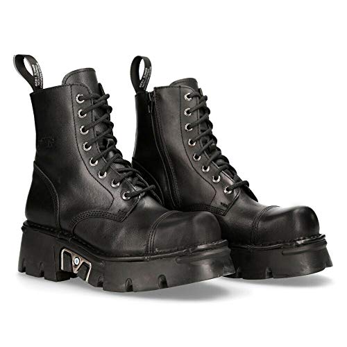New Rock M-NEWMILI083-S19 Men's Metallic Combat Boots Black Leather Military Biker Goth Punk Shoes2