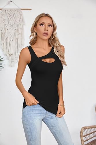 VICHYIE Womens Summer Cutout Tank Tops Sleeveless Shirts Ribbed Tanks Slim Fitted Y2K Sexy Basic Tee Shirt4