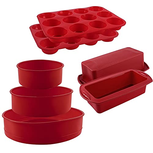 Moule Silicone 7 pcs cuisson de silicone moules pâtisserie muffin rond boulangerie de la boulangerie de silicone Moule Silicone Patisserie