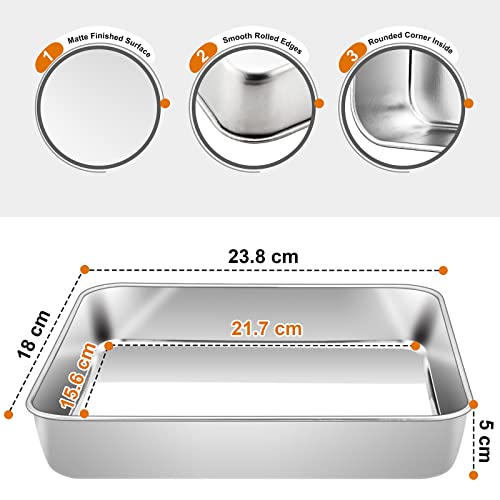 Homikit Small Baking Tray Set of 2, Stainless Steel Baking Pan Deep Cake Tin - Image 2