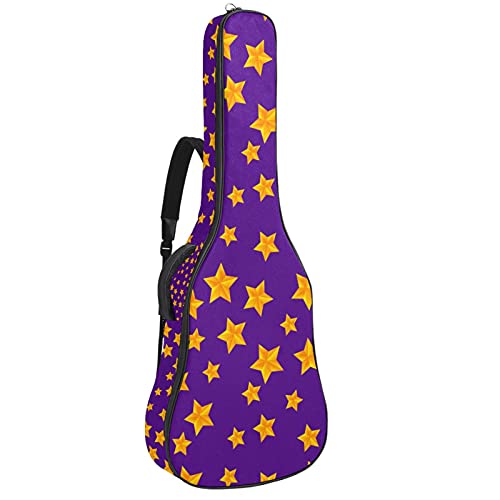 Housse guitare basse folk classique 106cm sac transport violet étoiles dorées avec sangle
