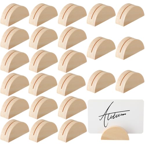 48 pcs nature wood color number stands indoor lightweight wedding table name holder semicircular design place card holders office tag photo menu clips banquet birthday party restaurant