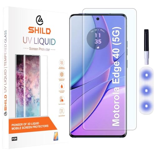 Image of SHILD Advanced HD+ UV Tempered Glass Screen Protector for Motorola Edge 40 5G / Edge 40 Neo | 3D Curved Edge-to-Edge Full Coverage | 9H Hardness | Easy UV Installation Kit | Anti-Scratch