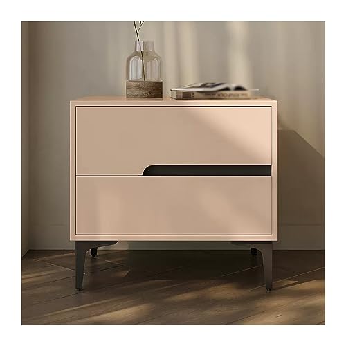 Mesita de noche, mesita de noche for dormitorio, mesitas de noche, mesita de noche simple de madera maciza, mesita de noche de almacenamiento de color sólido con lado estrecho, cajón doble de gran cap