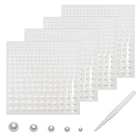 SHUBEIEUMI 900 Stück Perlen sticker, Selbstklebende Halbperlen, 2/3/4/5/6mm Selbstklebende Perlen Aufkleber mit Pick-up-Pinzette für Maniküre, Make up, DIY Handwerk