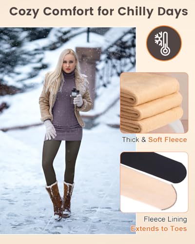 Fleece Lined Sheer Tights Women, Black Skin Translucent Leggings Thermal Pantyhose Warm Stockings Tall3