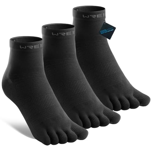 Image of WRELS Coolmax Toe Socks for Men Women,Athletic High Performance Cushion Crew Socks for Running Working(3 Pairs)