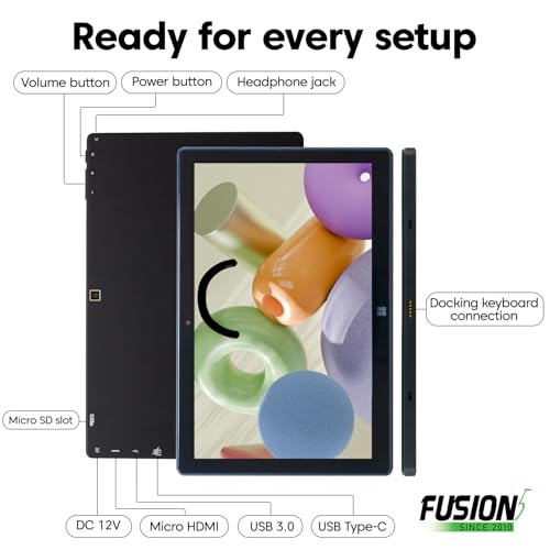 Image of Fusion5 Built in USA 10.1 inch Windows 11 Tablet PC (March 2026 Release) - 12GB RAM, 256GB SSD, 13th Gen CPU, Full HD Windows Tablet Computer, USB C, HDMI - 2 Year Full Warranty with Accidental Damage