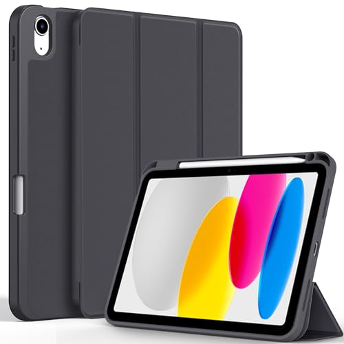 CACOE Custodia Cover Compatibile con iPad 11a Generazione (A16) 11' (2025) / iPad 10a Generazione 10.9' (2022) (A2757/A2777), Ultra Sottile Retro Cover con Portapenne,Grigio Scuro