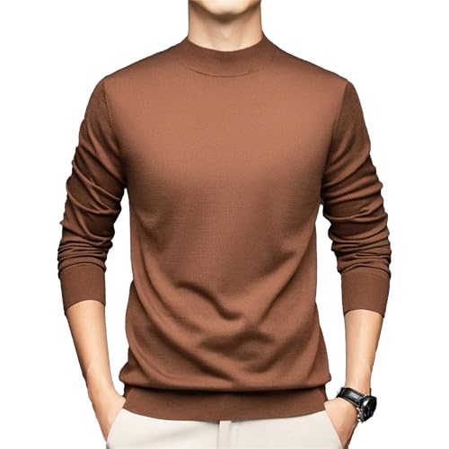 Slim Mock Turtleneck Sweater for Men Long Sleeve Basic Plain Pullover Sweater Lightweight Casual Knitted Sweaters
