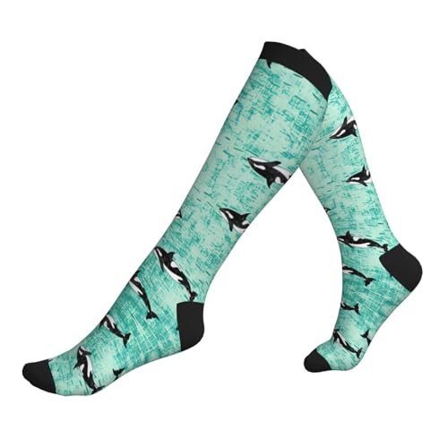 cchgnm Pacific Ocean - Calcetines de compresión unisex con estampado biológico, suaves y absorben la humedad, adecuados para correr, viajar, senderismo, 3 Negro, Altoa única
