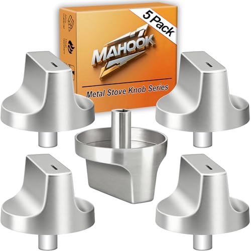 Upgraded Metal W11418244 for Whirlpool Stove Knobs Replacements,Stainless Steel Brushed,Compatible with Electric Cooktop Model:WCE55US0HB00,WCE77US0HB00,Direct fit Parts:W11130627,W11222054