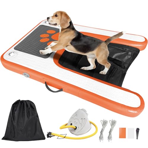 TONKOUM Non-Slip Floating Dog Water Ramp Ladder, Inflatable Puppy Dock Platform for Pool Lake Boat, Holds Up to 180LBS