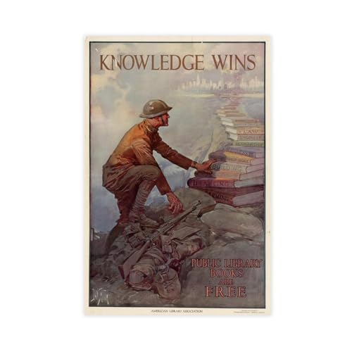 Poster propagande 1918 Knowledge Wins pour déco murale chambre