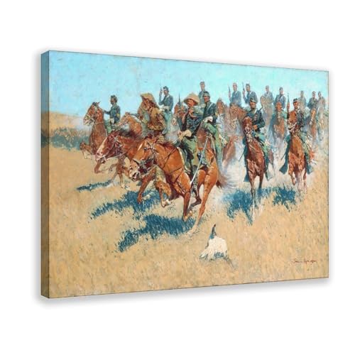 Impression sur toile On the Southern Plains par Frederic Remington cadre suspendu 20x30 cm