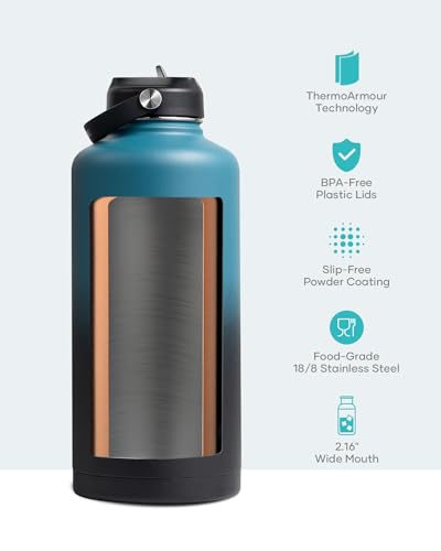 Half Gallon Stainless Steel Water Bottle with Straw Lid and Flex Cap, 87oz Modern Double Vacuum Stainless Steel Water Flask, Cold for 48 Hrs Hot for 24 Hrs Simple Thermo Canteen Mug,Indigo Crush 6 Half Gallon Stainless Steel Water Bottle with Straw Lid and Flex Cap, 87oz Modern Double Vacuum Stainless Steel Water Flask, Cold for 48 Hrs Hot for 24 Hrs Simple Thermo Canteen Mug,Indigo Crush - Image 4