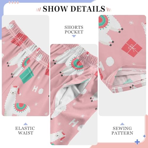 ZZXXB Merry Christmas Llama Boys Long Pants Soft Trousers Elastic Waist Kids Lounge Bottoms with Pockets S-XL4