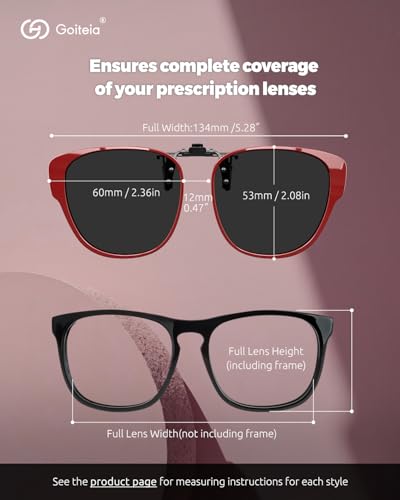Image of Goiteia Oversized Polarized Clip on Sunglasses over Prescription Glasses for Women Men-Round Frame,UV400Protection