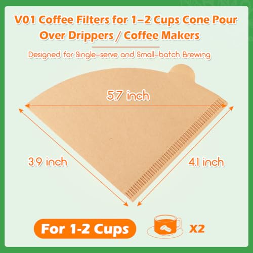 Image of BYKITCHEN 400 Count #1 Small Cone Coffee Filters, Unbleached, 1-2 Cup