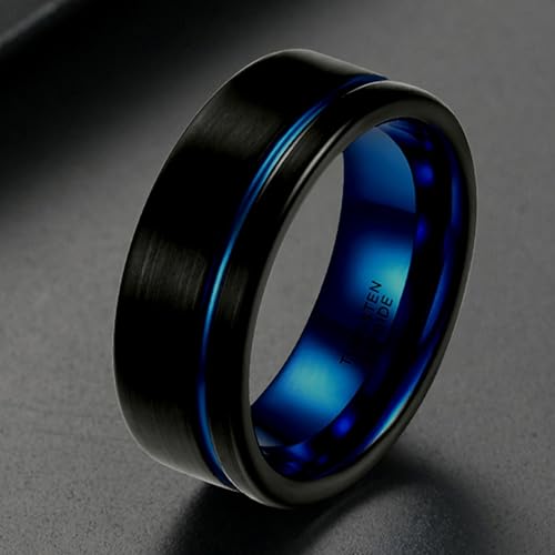 Bague tungstène homme brossé élégante - Alliance mariage luxe noir - 2